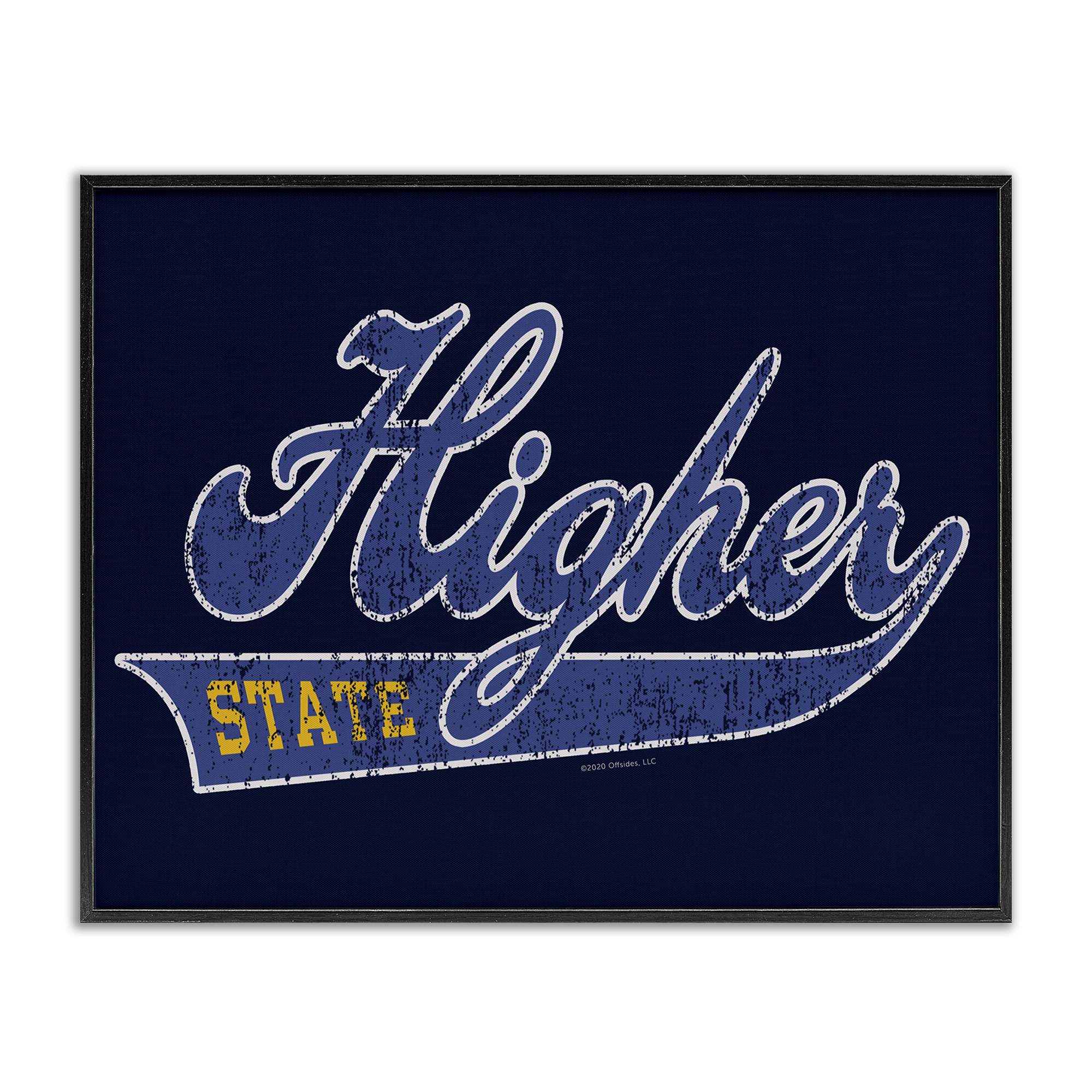 Stupell Industries Higher State Varsity Style Text & Numbers Painting Black Framed Art Print Wall Art, 20 x 16
