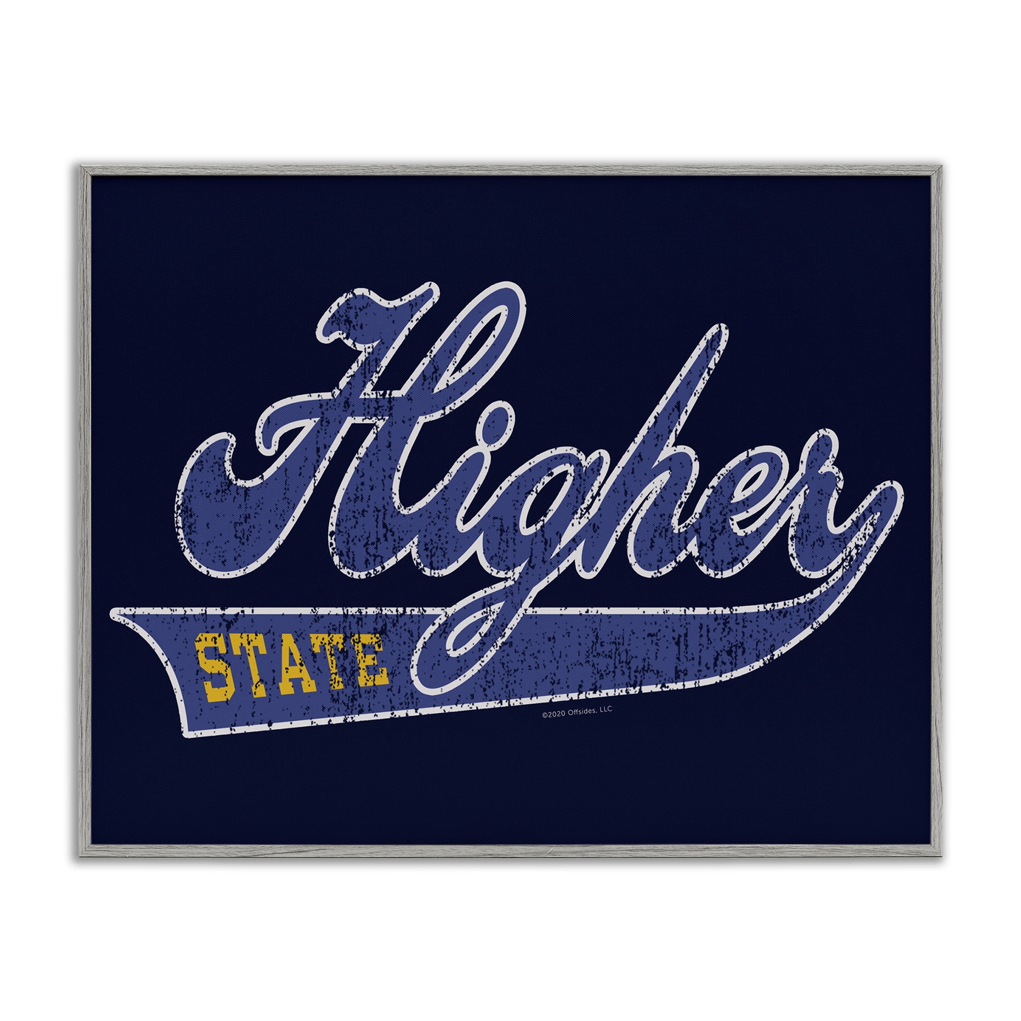 Stupell Industries Higher State Varsity Style Text & Numbers Painting Gray Framed Art Print Wall Art, 14 x 11