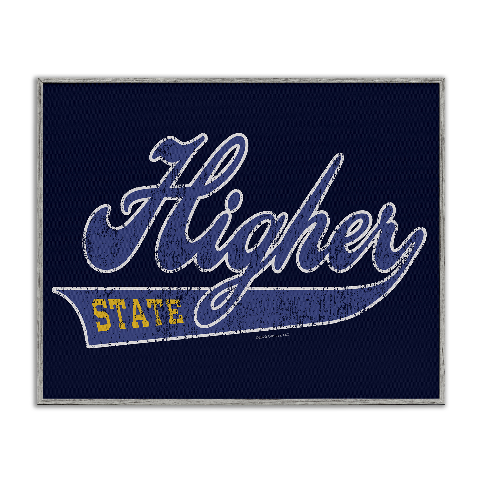 Stupell Industries Higher State Varsity Style Text & Numbers Painting Gray Framed Art Print Wall Art, 30 x 24