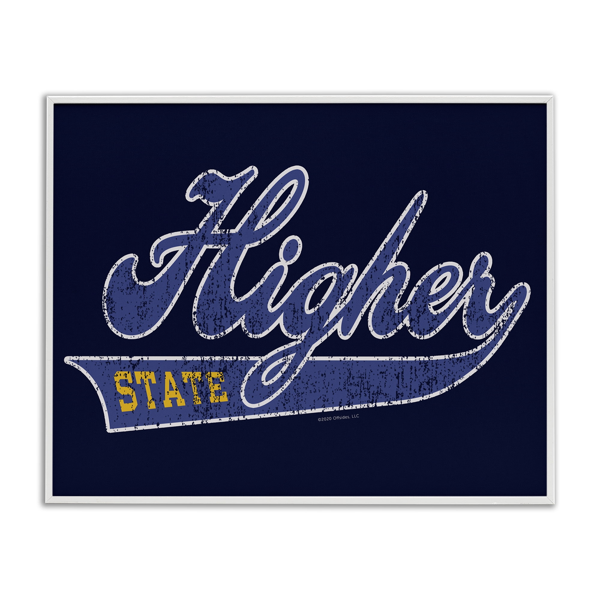 Stupell Industries Higher State Varsity Style Text & Numbers Painting White Framed Art Print Wall Art, 30 x 24