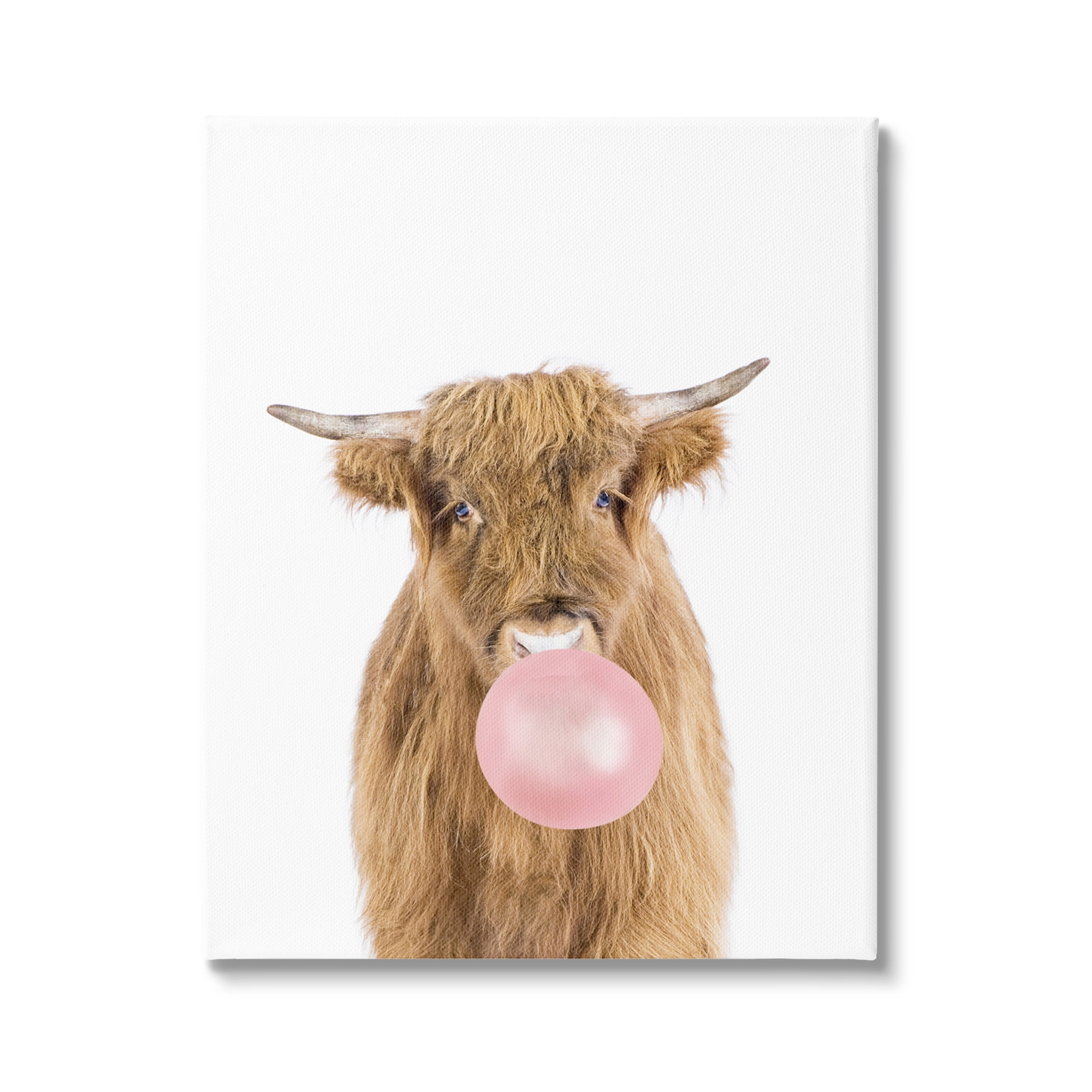 Stupell Industries Highland Cattle Bubblegum Animals & Insects Painting Gallery Wrapped Canvas Print Wall Art, 30 x 40