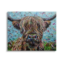 Stupell Industries Highland Cattle Cow Layered Flecked Abstract Portrait Painting Gallery Wrapped Canvas Print Wall Art, Design by Carolee Vitaletti