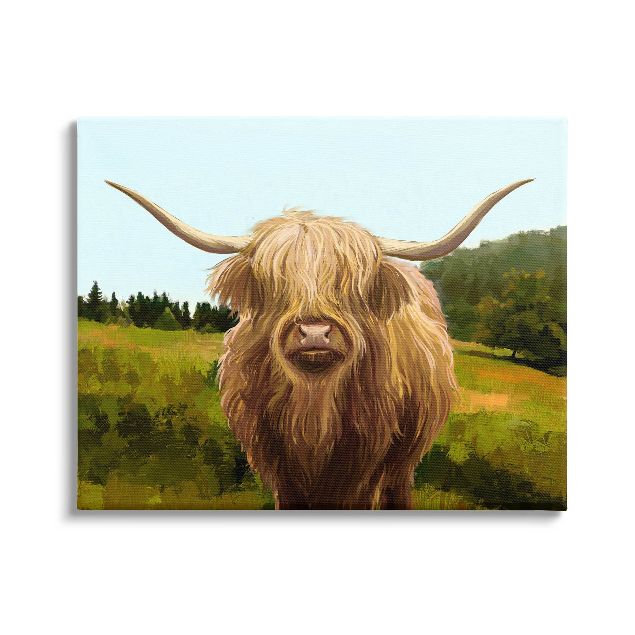 Stupell Industries Highland Cattle Grassland Farm Painting Gallery Wrapped Canvas Print Wall Art, Design by Ziwei Li