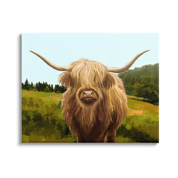 Stupell Industries Highland Cattle Grassland Farm Painting Gallery Wrapped Canvas Print Wall Art, Design by Ziwei Li