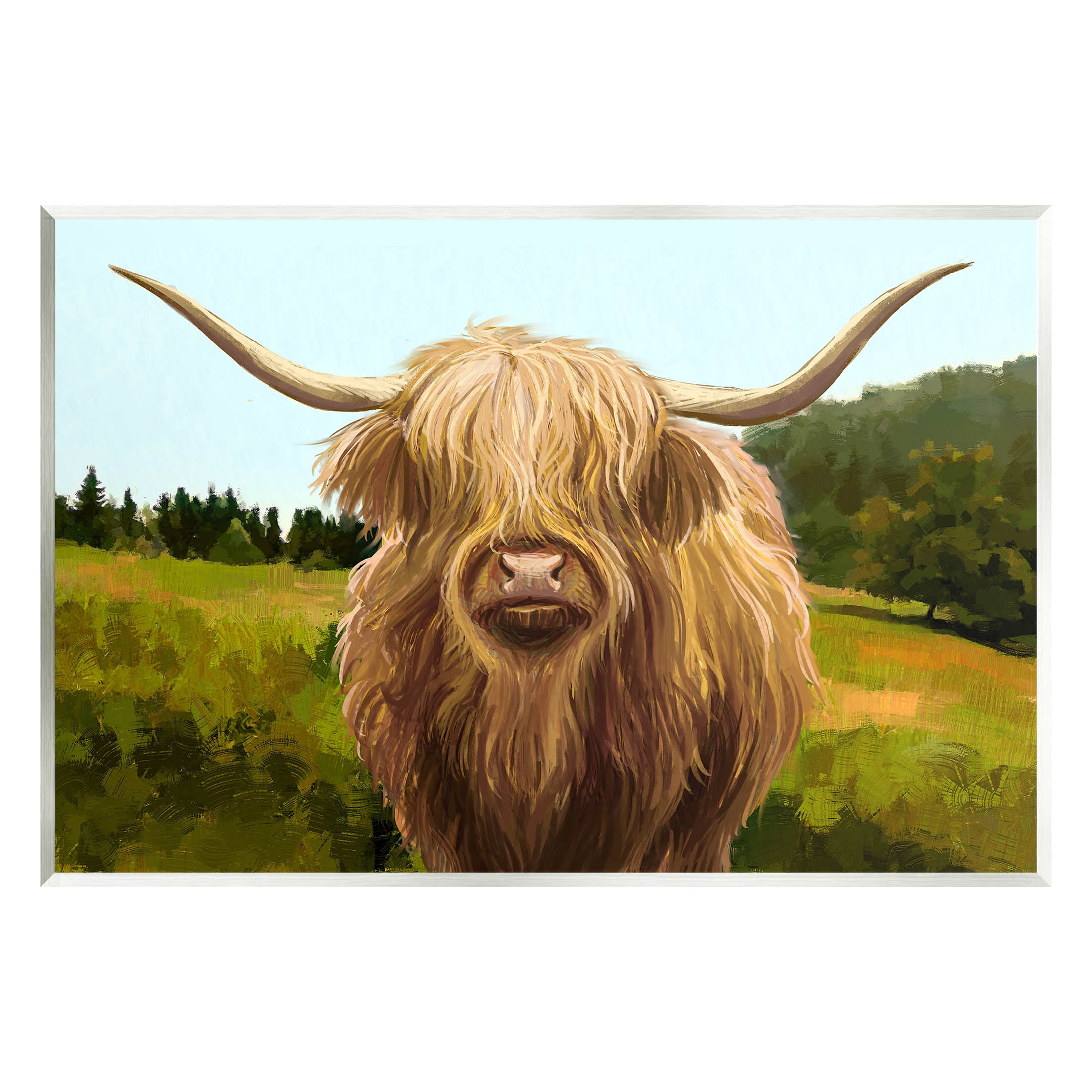 Stupell Industries Highland Cattle Grassland Farm Painting Unframed Art Print Wall Art, Design by Ziwei Li