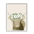 thumbnail image 1 of Stupell Industries Highland Cattle Portrait White Poppy Floral Crown Rustic, 24 x 30, Design by Lucille Price, 1 of 5