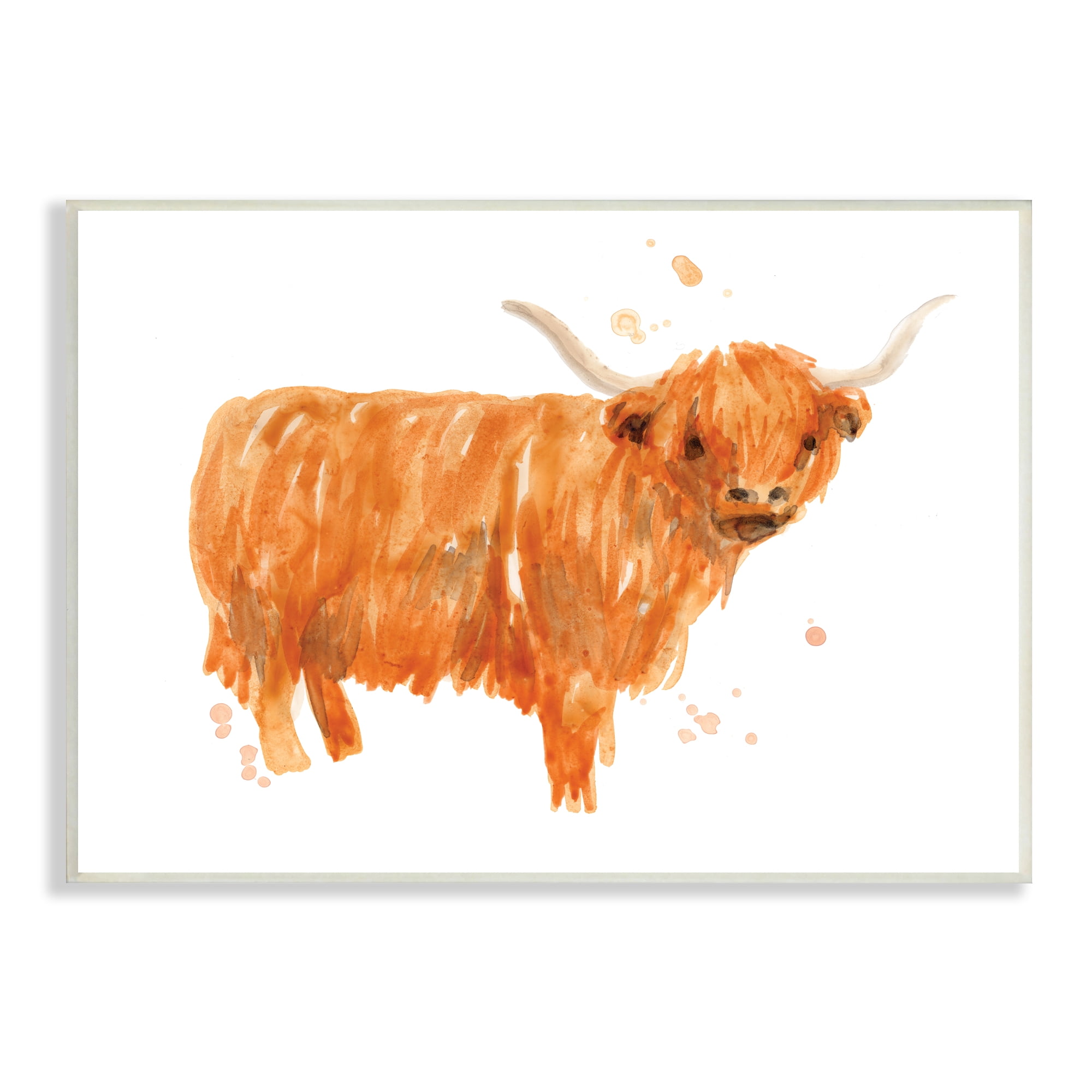 Stupell Industries Highland Cattle Whimsical Orange Farm Animal Yak, 10 x 15, Designed by June Erica Vess