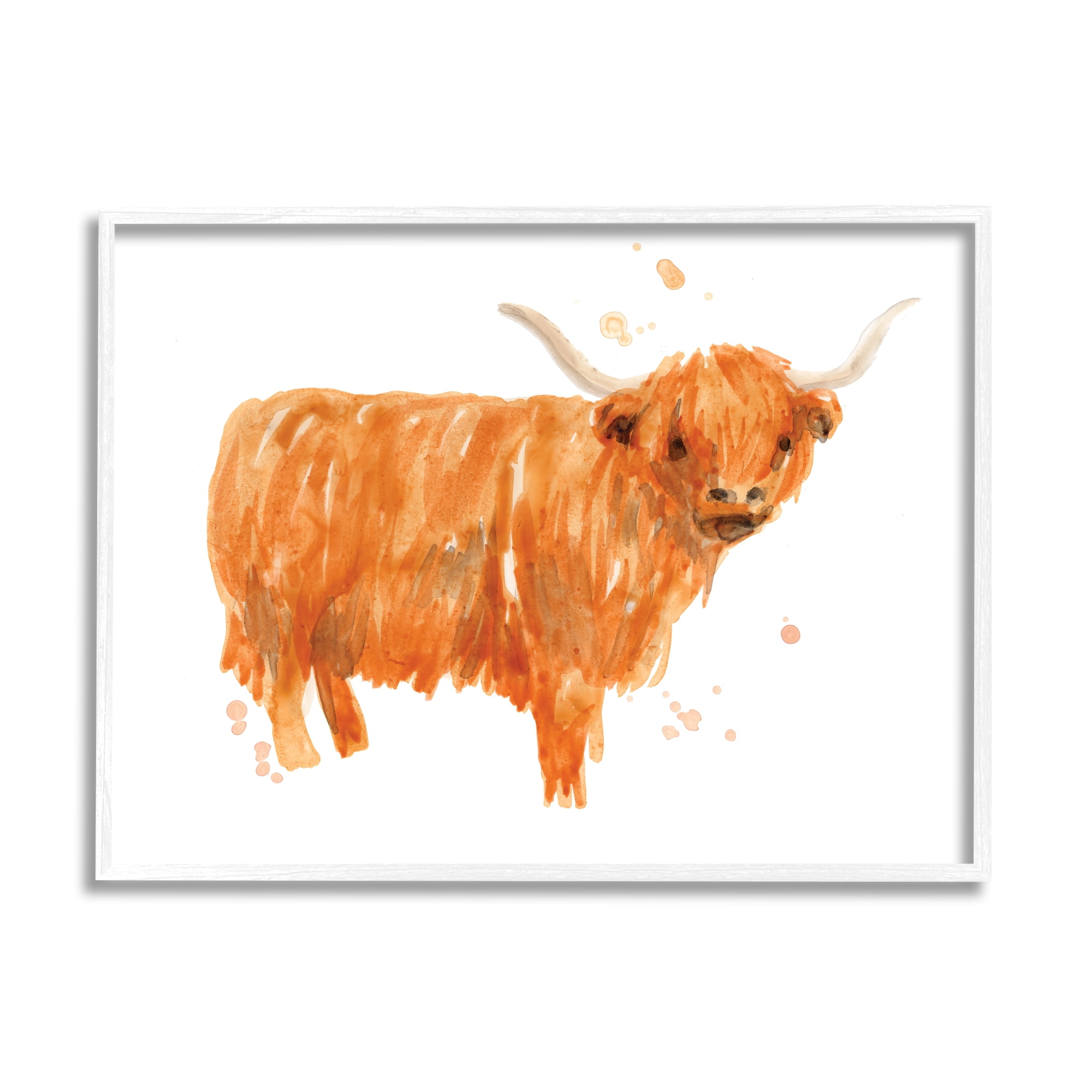 Stupell Industries Highland Cattle Whimsical Orange Farm Animal Yak, 11 x 14, Designed by June Erica Vess
