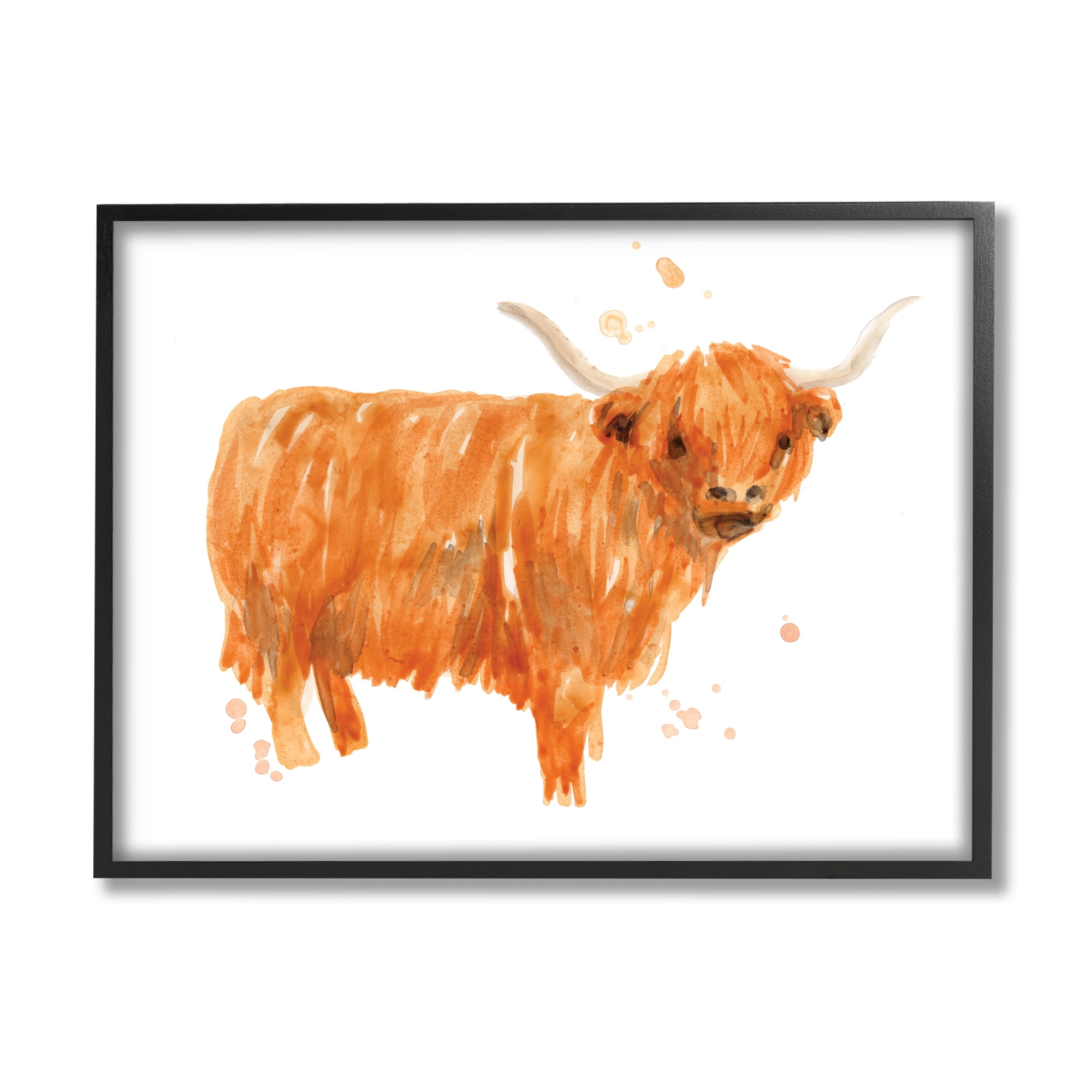Stupell Industries Highland Cattle Whimsical Orange Farm Animal Yak, 24 x 30, Designed by June Erica Vess