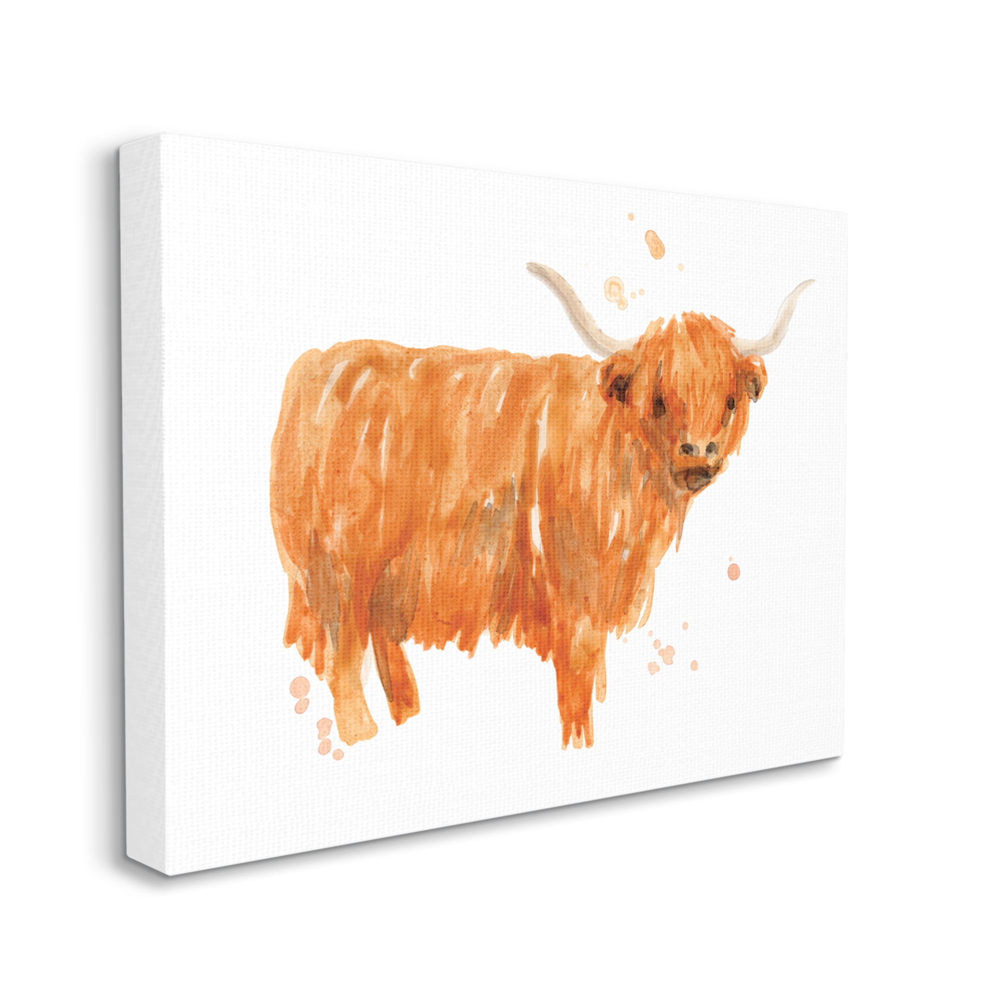Stupell Industries Highland Cattle Whimsical Orange Farm Animal Yak, 24 x 30, Designed by June Erica Vess