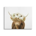 thumbnail image 1 of Stupell Industries Highland Cattle White Flower Crown Minimal Design Paintings Gallery-Wrapped Canvas Print Wall Art, 40x30, by Leah Straatsma, 1 of 5