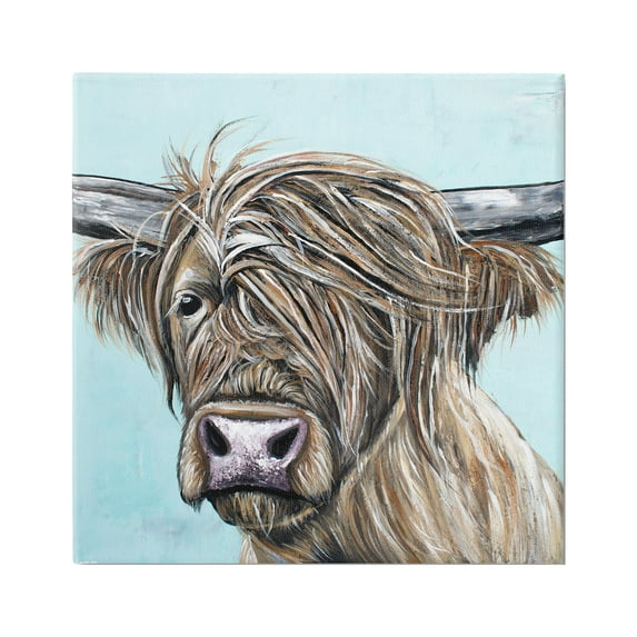 Stupell Industries Highland Cattle Windblown Hair Animals & Insects Painting Gallery Wrapped Canvas Print Wall Art