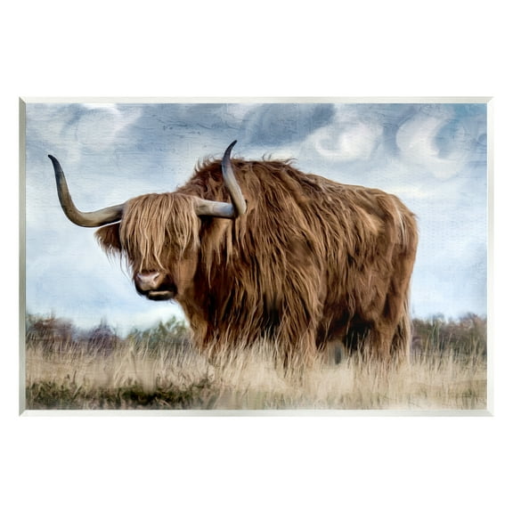 Stupell Industries Highland Cattle in Field Animals & Insects Painting Unframed Art Print Wall Art, 15 x 10
