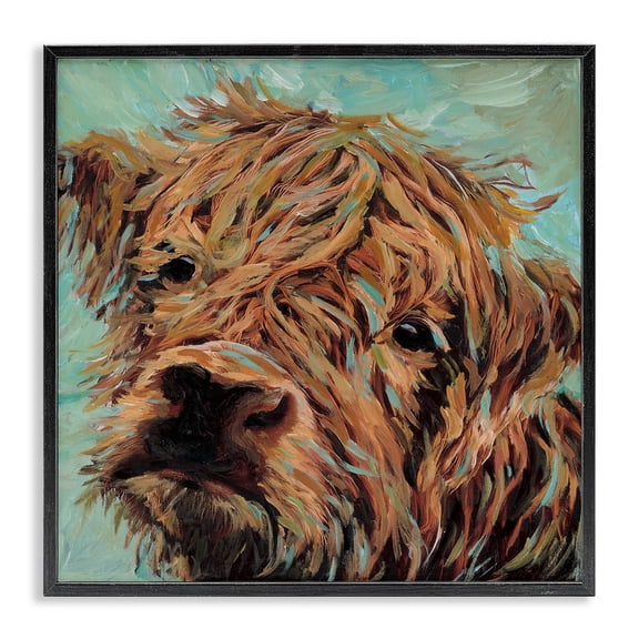 Stupell Industries Highland Cattle on Green Black Framed Giclee Art design by Wani Pasion, 12 x 12