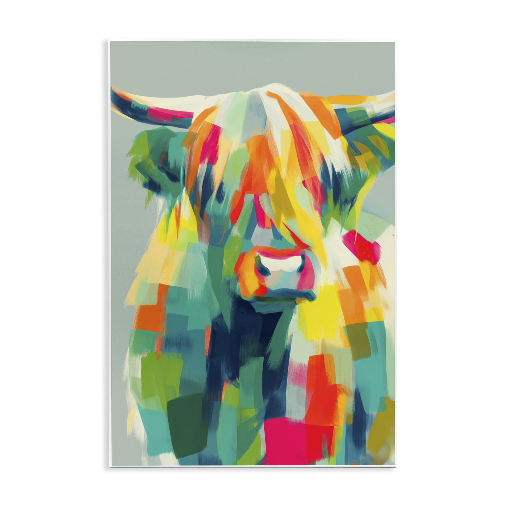 Stupell Industries Highland Cow Abstract Patchwork Wall Plaque Art, design by Chromatic Storm Studio