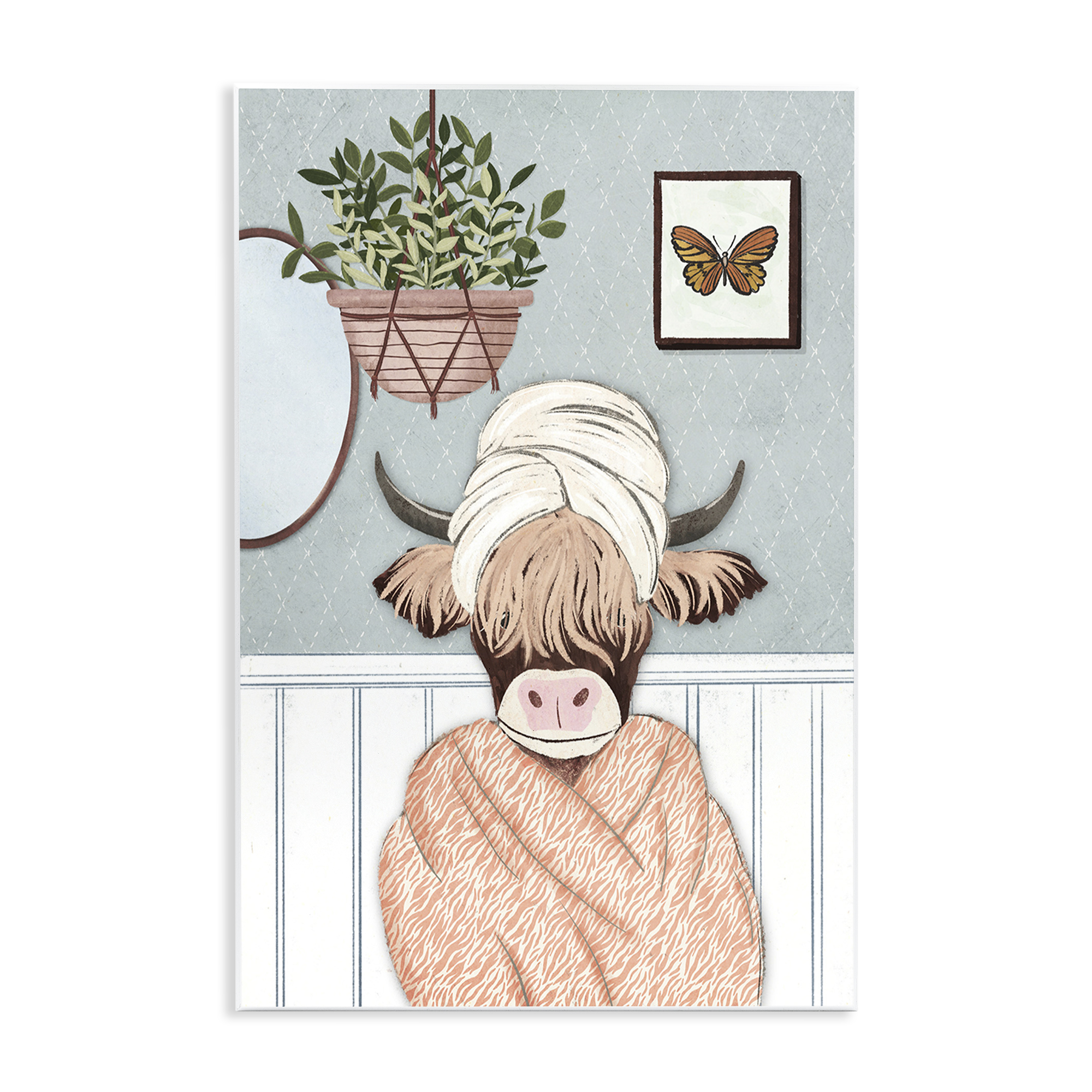 Stupell Industries Highland Cow Bathrobe Typography Painting Unframed Art Print Wall Art, 10 x 15