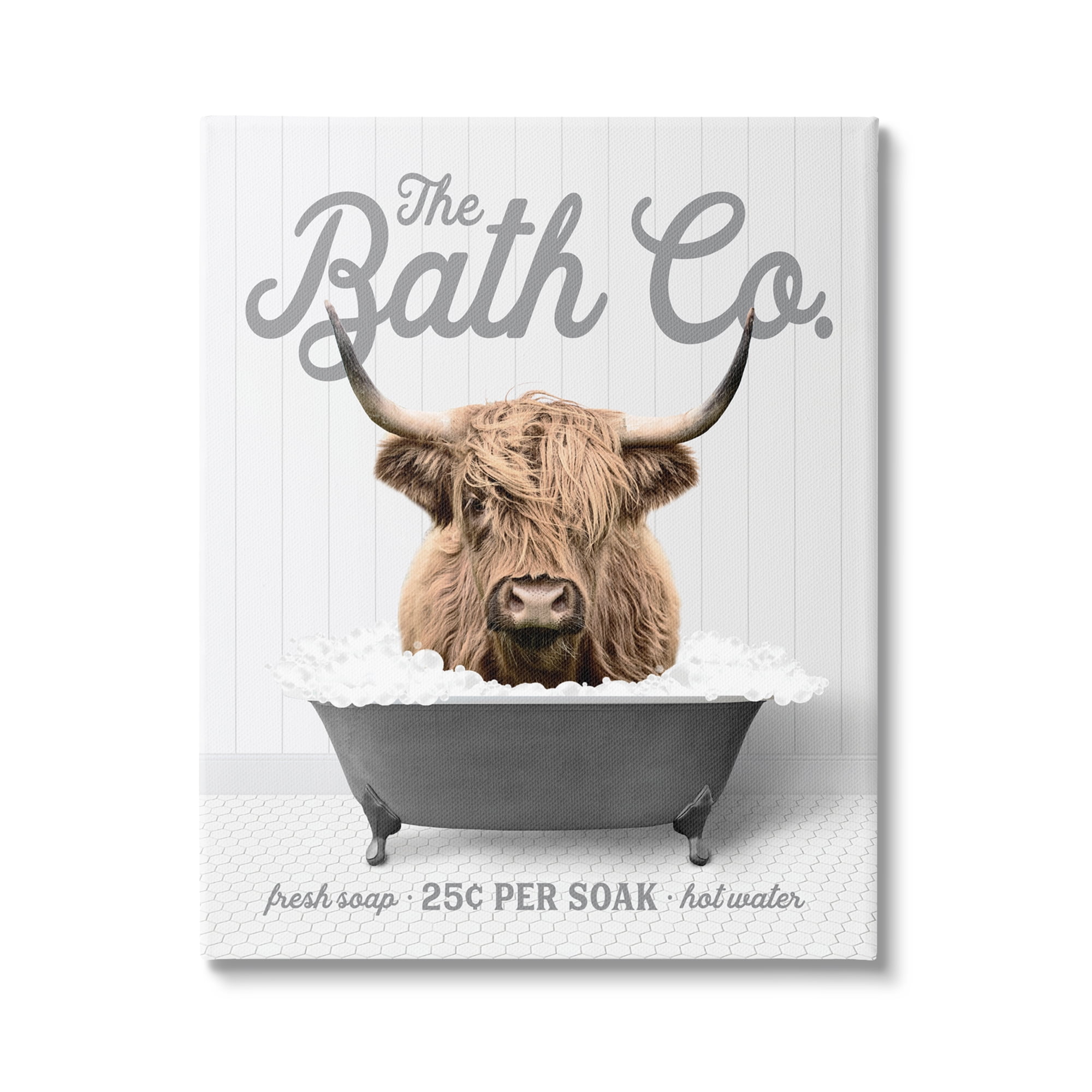 Stupell Industries Highland Cow Bubble Bath Animals & Insects Painting Gallery Wrapped Canvas Print Wall Art, 36 x 48