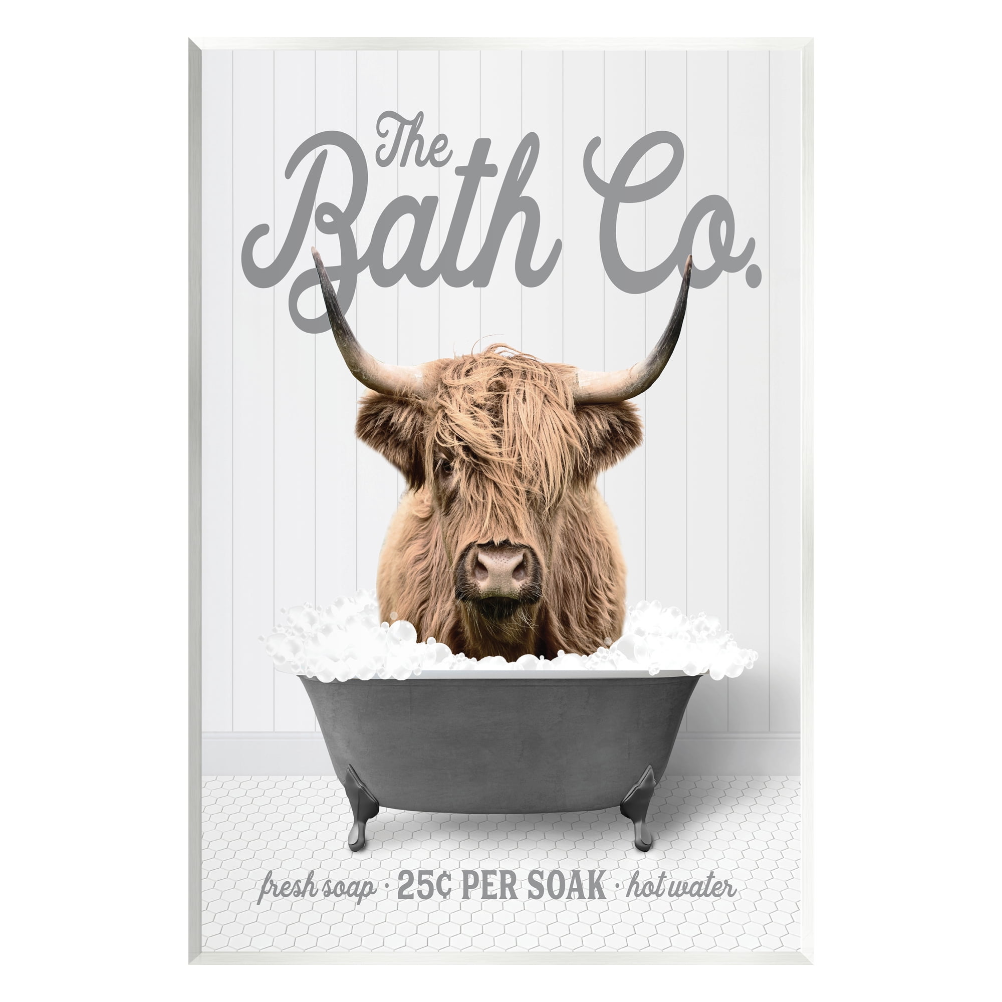 Stupell Industries Highland Cow Bubble Bath Animals & Insects Painting Unframed Art Print Wall Art, 13 x 19