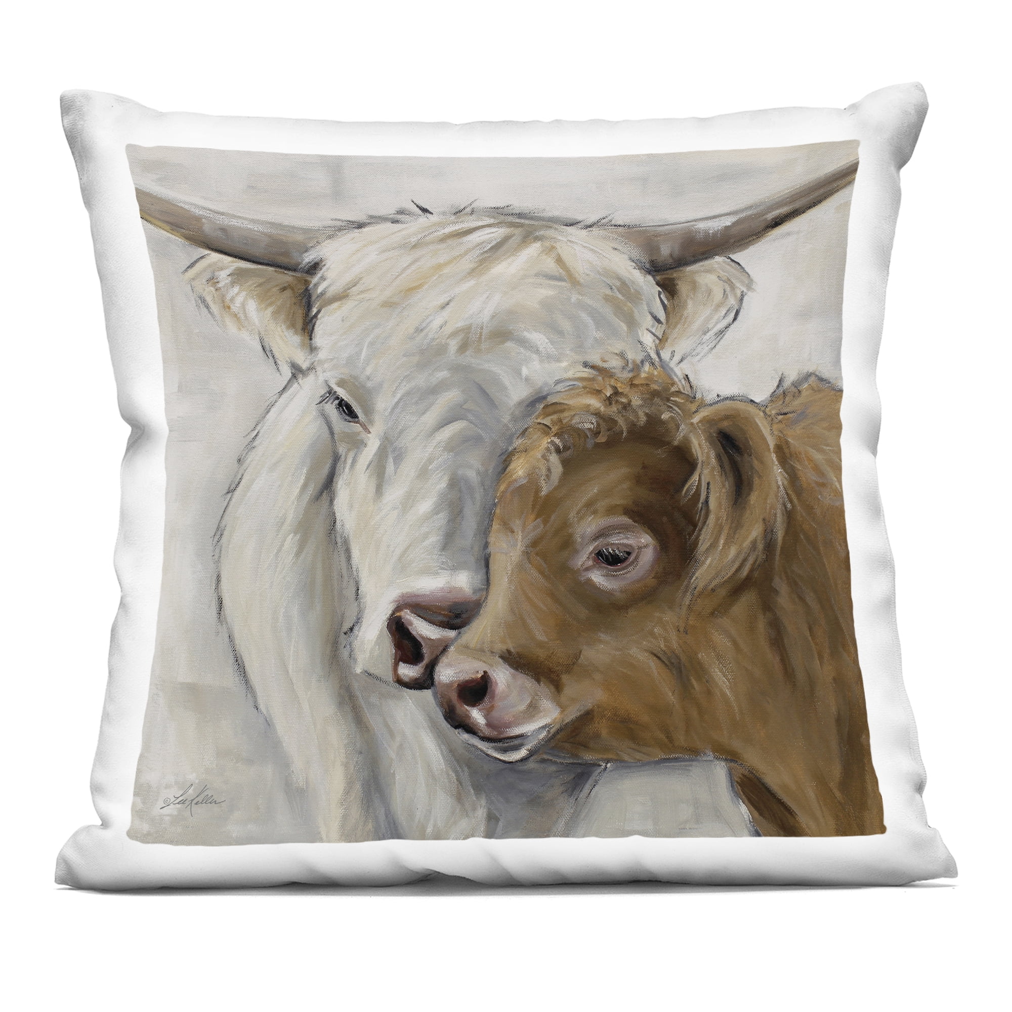 Stupell Industries Highland Cow & Calf Contrasts Decorative Printed Throw Pillow, design by Lee Keller