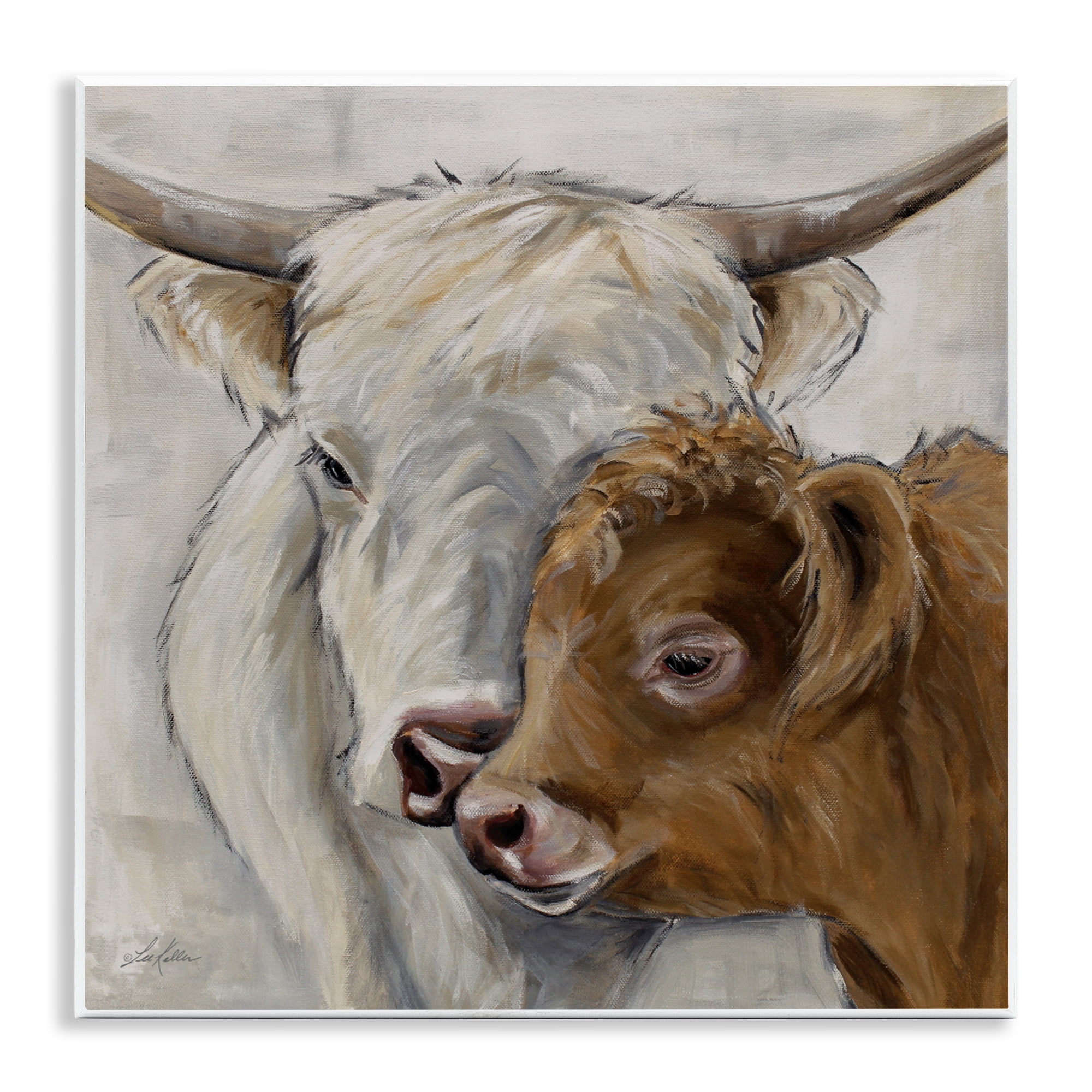 Stupell Industries Highland Cow & Calf Contrasts Wall Plaque Art, design by Lee Keller