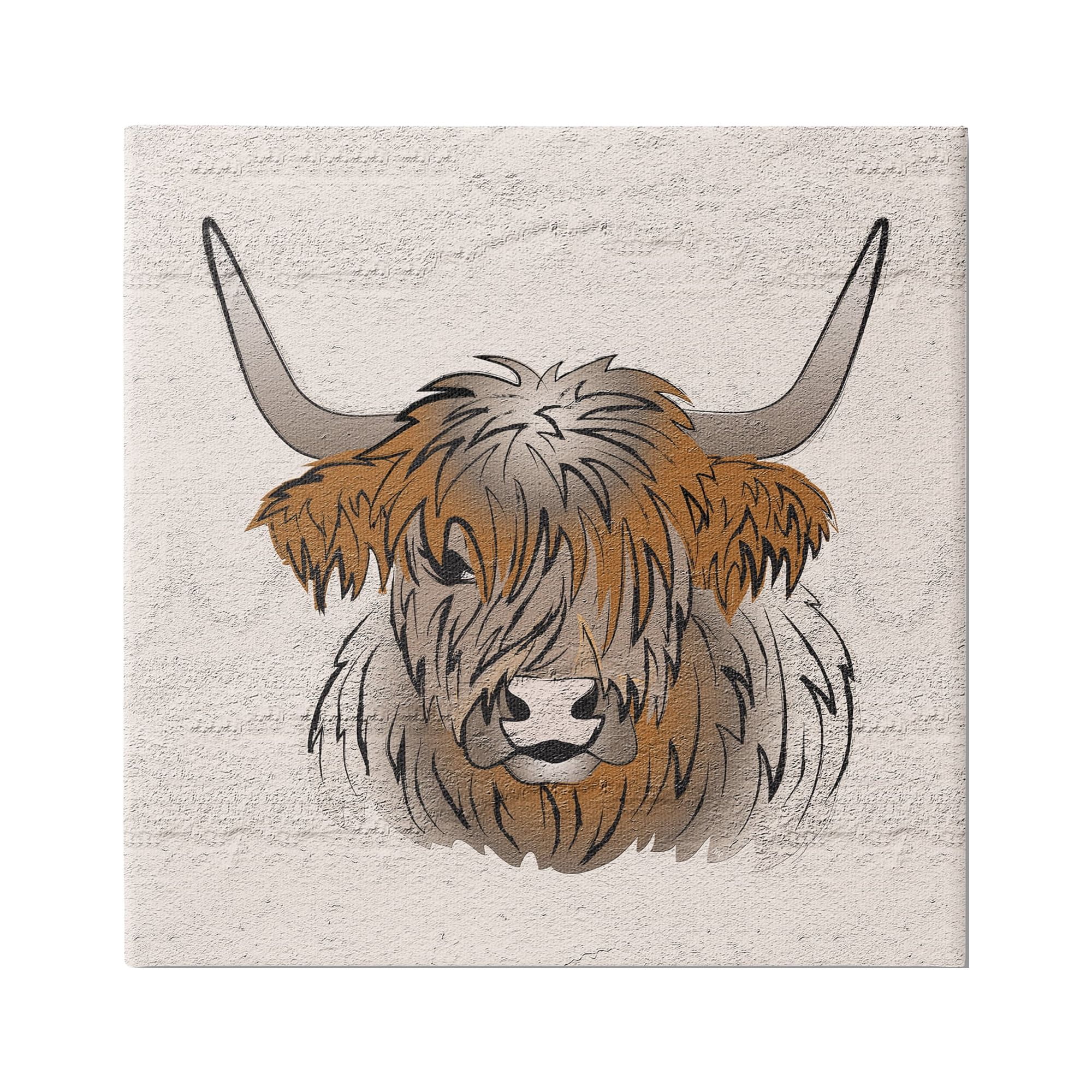 Stupell Industries Highland Cow Drawing Animals & Insects Painting Gallery Wrapped Canvas Art Print Wall Art, 36 x 36