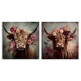 thumbnail image 1 of Stupell Industries Highland Cow Field Flower Crown Animals Painting Wrapped Canvas Art Print Wall Art, 17 x 17, Set of 2, 1 of 8