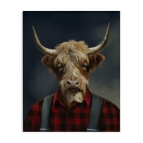 Stupell Industries Highland Cow Outdoorsman Canvas Wall Art design by Matthew Piotrowicz, 20 x 16