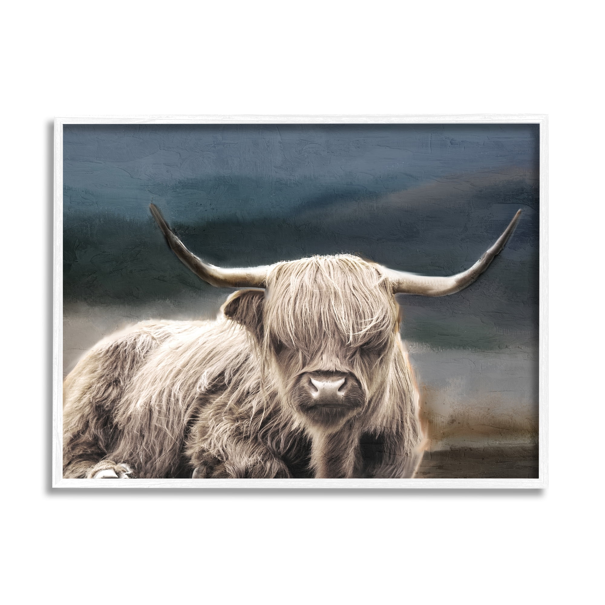 Stupell Industries Highland Cow Portrait Animals & Insects Painting White Framed Art Print Wall Art, 30 x 24
