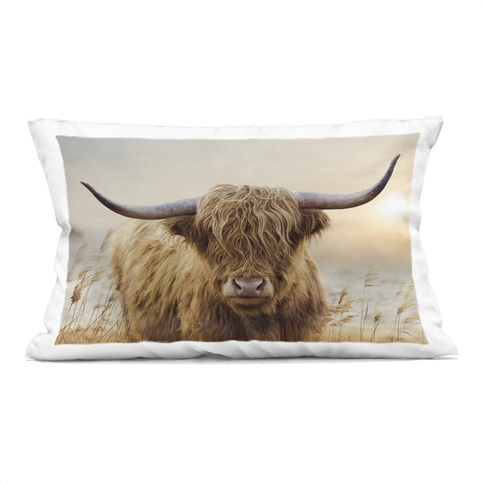 Stupell Industries Highland Cow & Warm Sunset Decorative Printed Throw Pillow, design by CAD Designs, 14 x 7 x 20