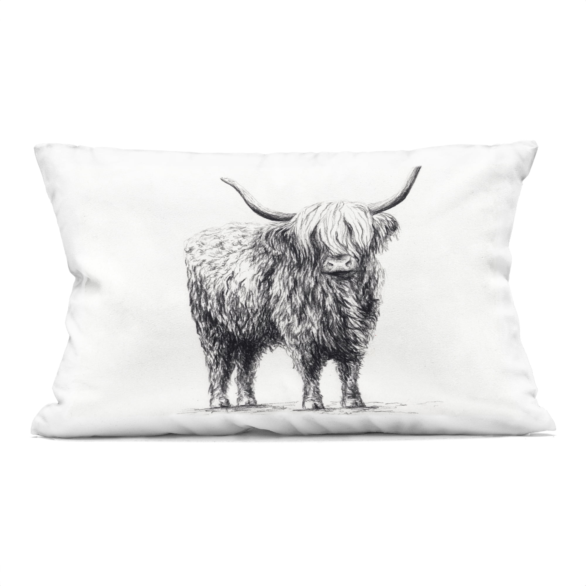 Stupell Industries Highland Cow in Charcoal Decorative Printed Throw Pillow, design by Leah Noel Art