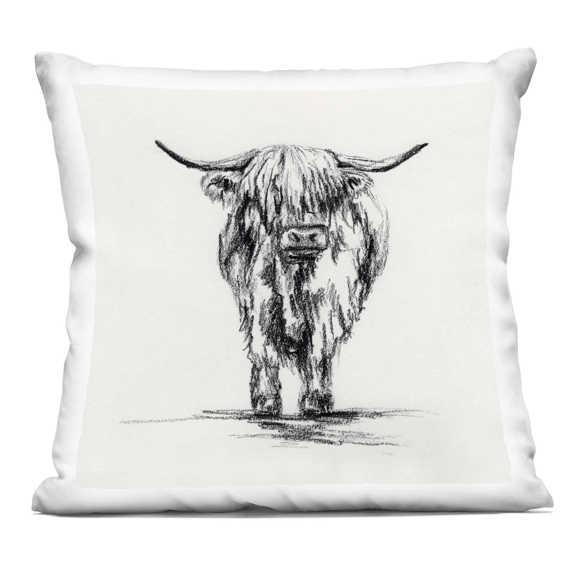 Stupell Industries Highland Cow in Charcoal Decorative Printed Throw Pillow, design by Leah Noel Art