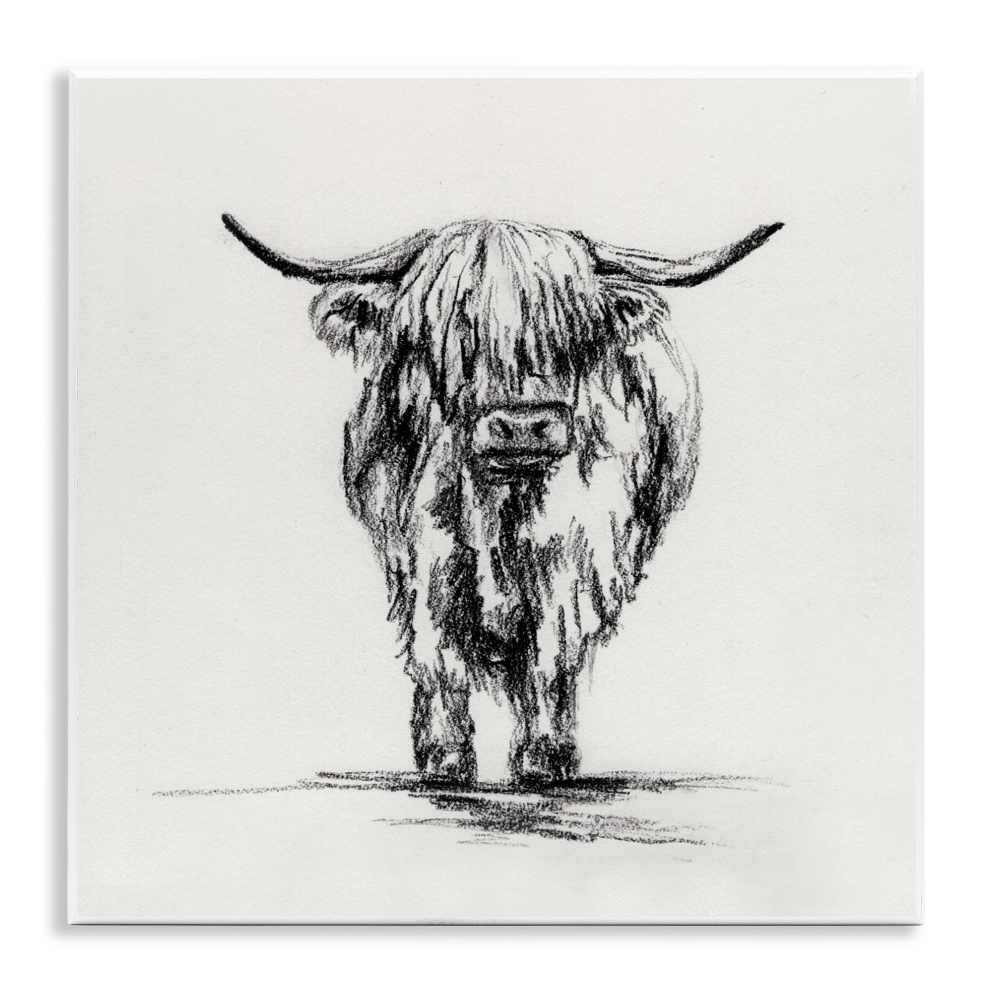 Stupell Industries Highland Cow in Charcoal Wall Plaque Art, design by Leah Noel Art
