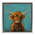 thumbnail image 1 of Stupell Industries Highland Cow on Blue Animals Painting Gray Floater Framed Canvas Art Print Wall Art, 18 x 18, 1 of 10