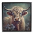 thumbnail image 1 of Stupell Industries Highland Cow with Daisies Animals & Insects Painting Black Framed Art Print Wall Art, 24 x 24, 1 of 9