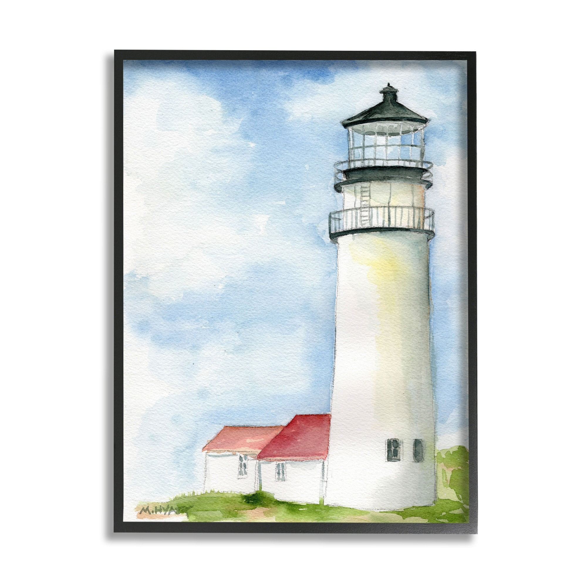 Stupell Industries Highland Lighthouse Nautical Coast Architecture Black Framed, 24 x 30, Design by Melissa Hyatt LLC