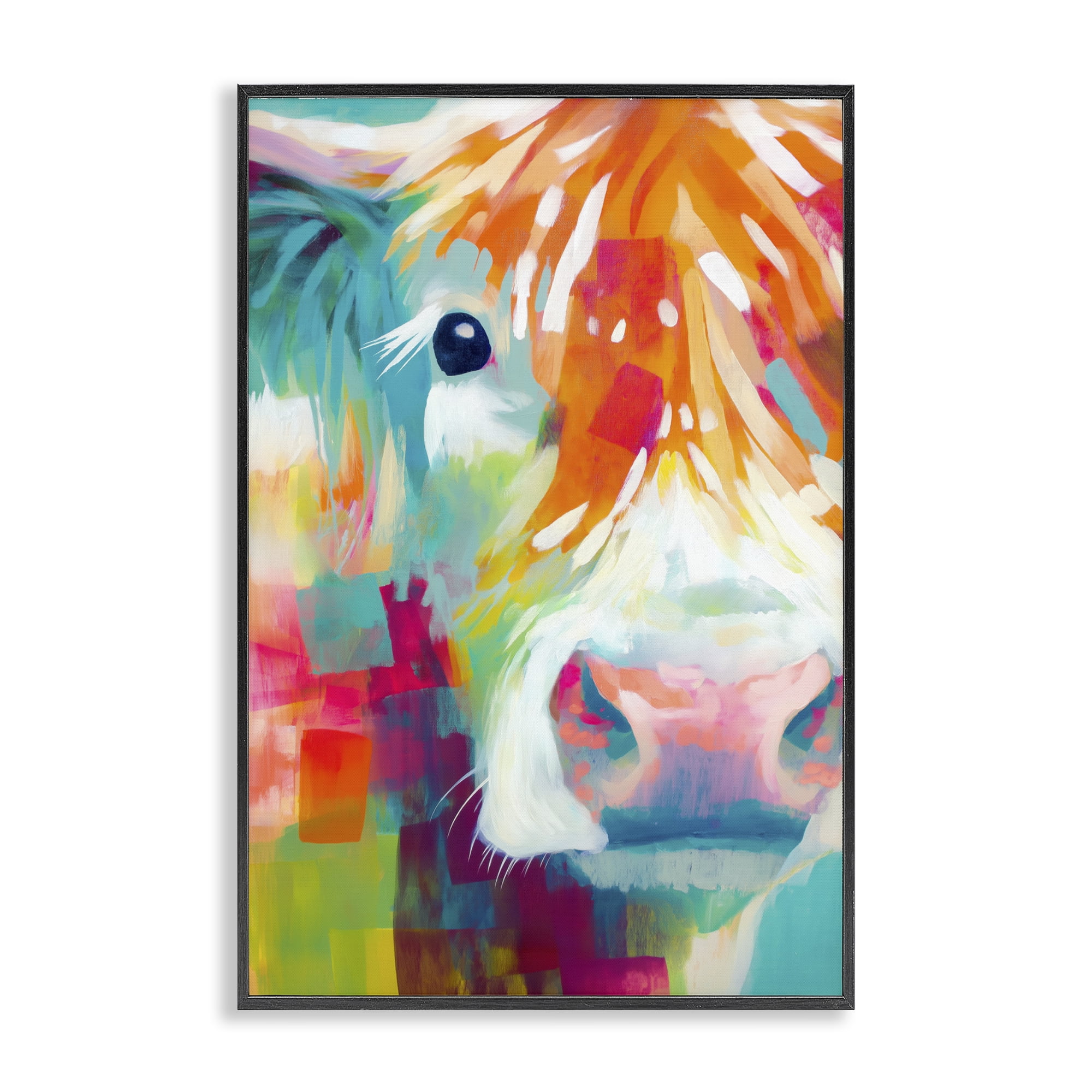Stupell Industries Highland Portrait in Brights Black Framed Giclee Art, design by Chromatic Storm Studio