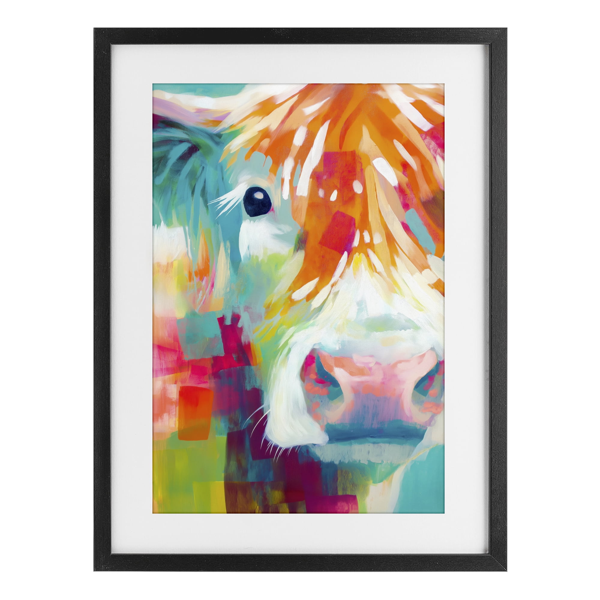 Stupell Industries Highland Portrait in Brights Black Framed Print Under Glass, design by Chromatic Storm Studio