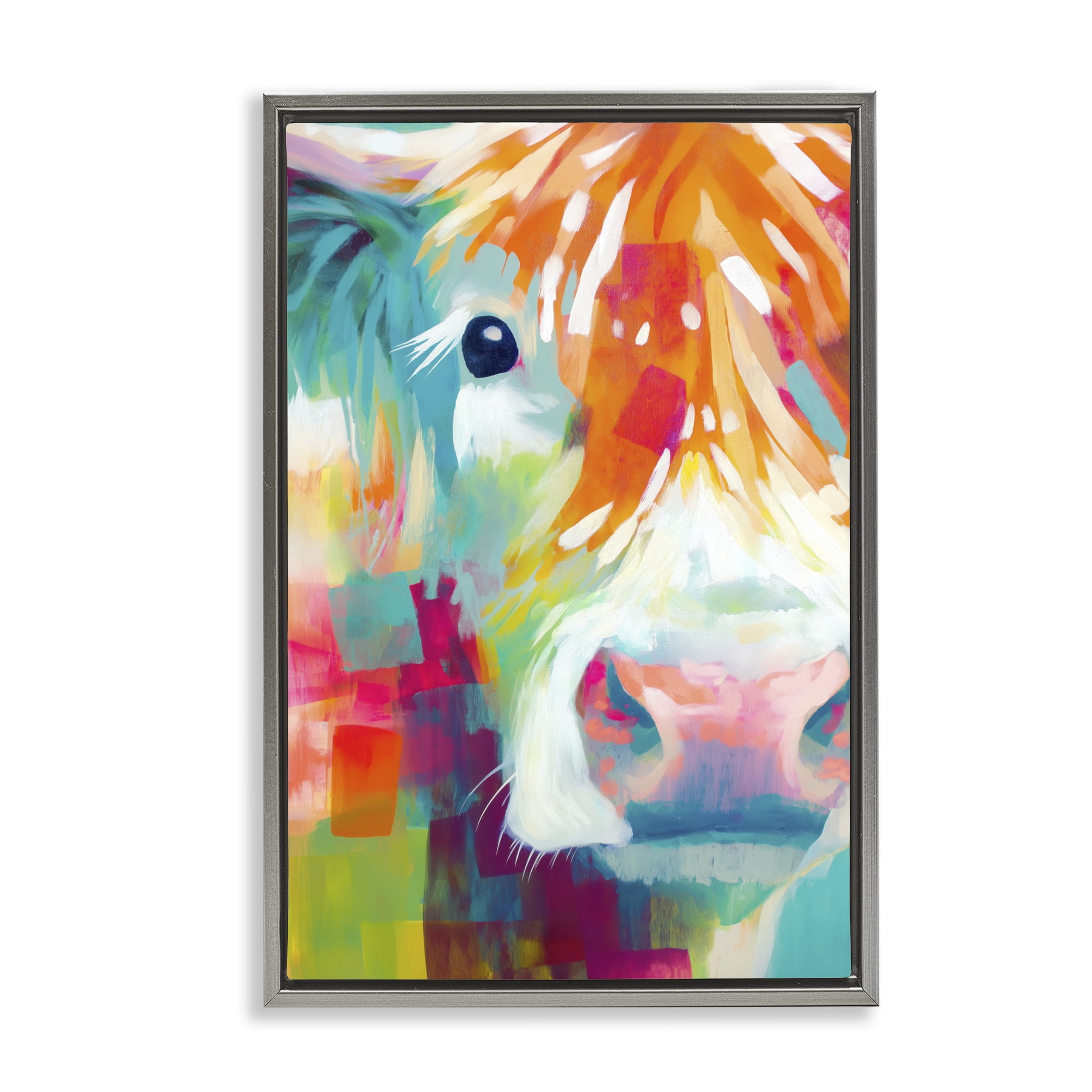 Stupell Industries Highland Portrait in Brights Gray Framed Floater Canvas Wall Art, design by Chromatic Storm Studio