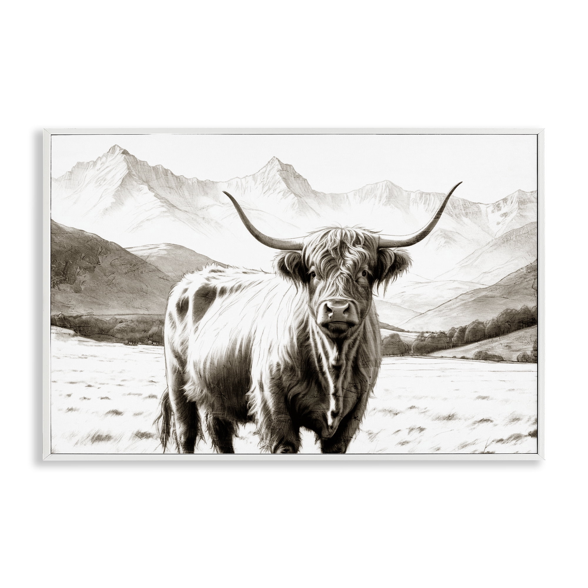Stupell Industries Highland Sepia Sketch White Framed Giclee Art, design by Kim Allen