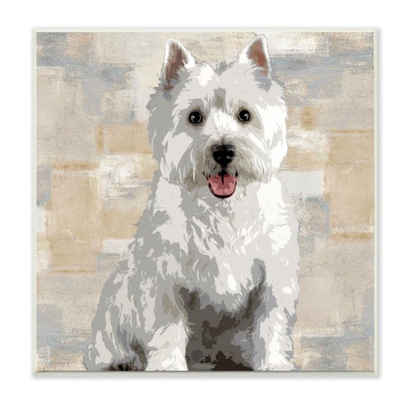 Stupell Industries Highland Terrier Dog Patchwork Pattern Grey Design by Keri Rodgers