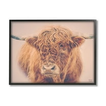 Stupell Industries Highland in Winter Fog Brown Cow Photograph Black Framed Art Print Wall Art, Design by Nathan Larson
