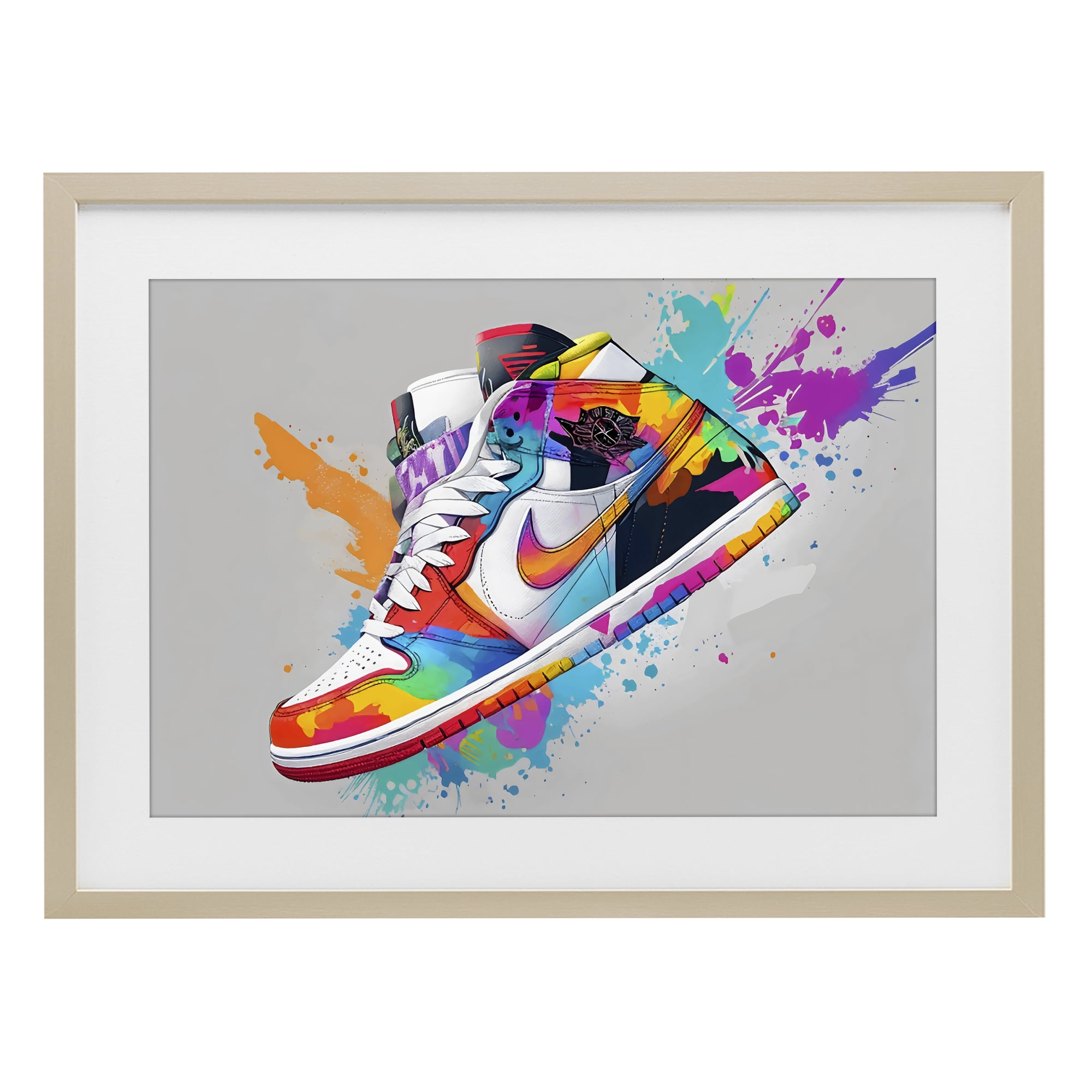 Stupell Industries Hightop Sneaker with Splatter Birch Framed Print Under Glass, design by Creative Studio