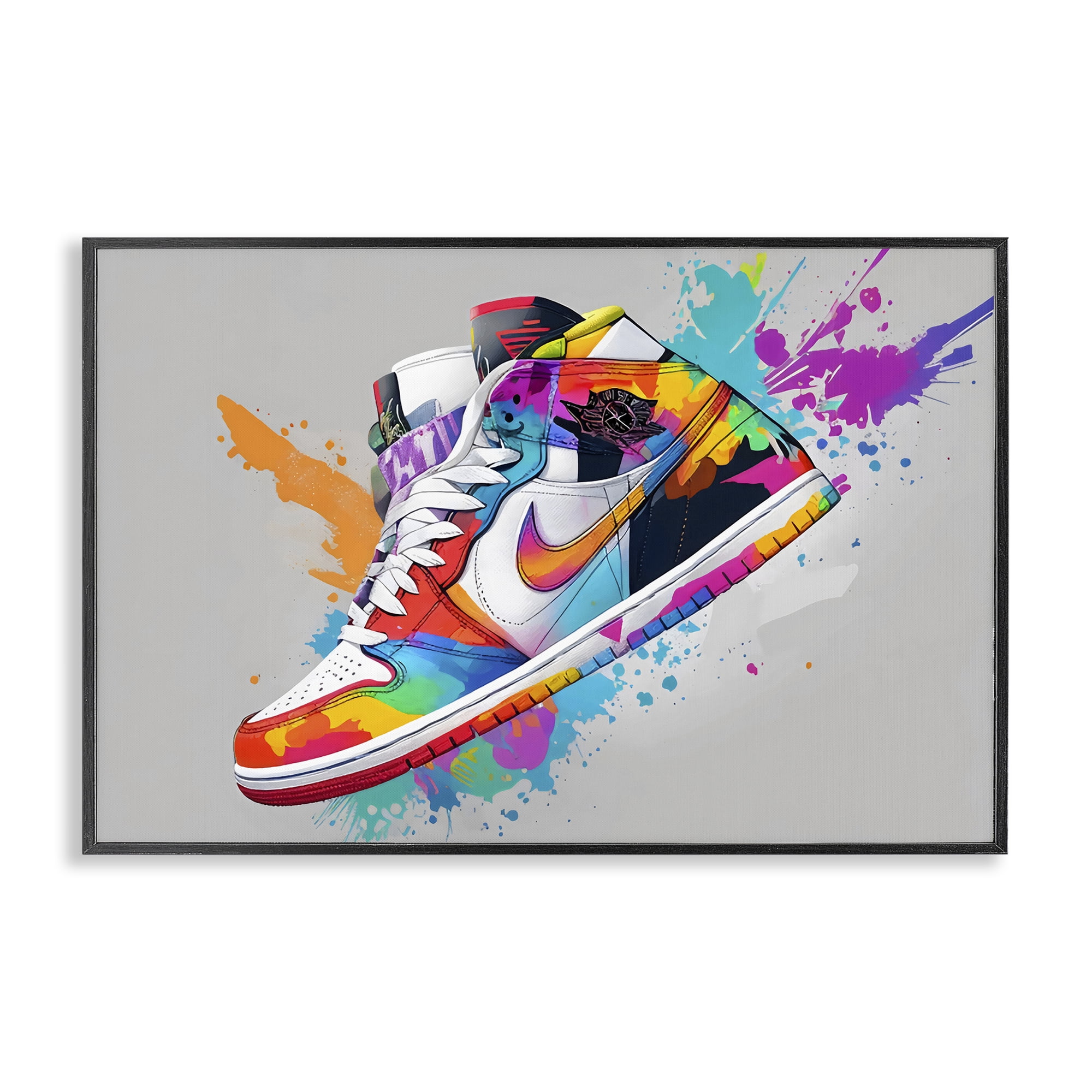 Stupell Industries Hightop Sneaker with Splatter Black Framed Giclee Art, design by Creative Studio