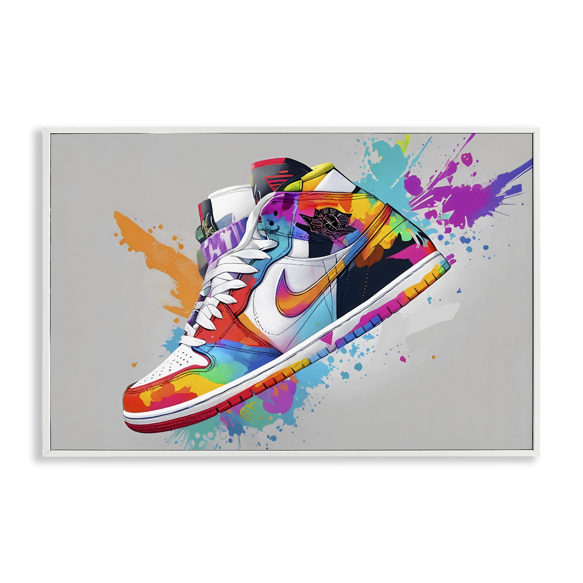 Stupell Industries Hightop Sneaker with Splatter White Framed Giclee Art, design by Creative Studio