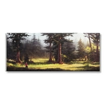 Stupell Industries Hiker in Sunlit Grove Landscape Painting Gallery Wrapped Canvas Art Print Wall Art, 24 x 10