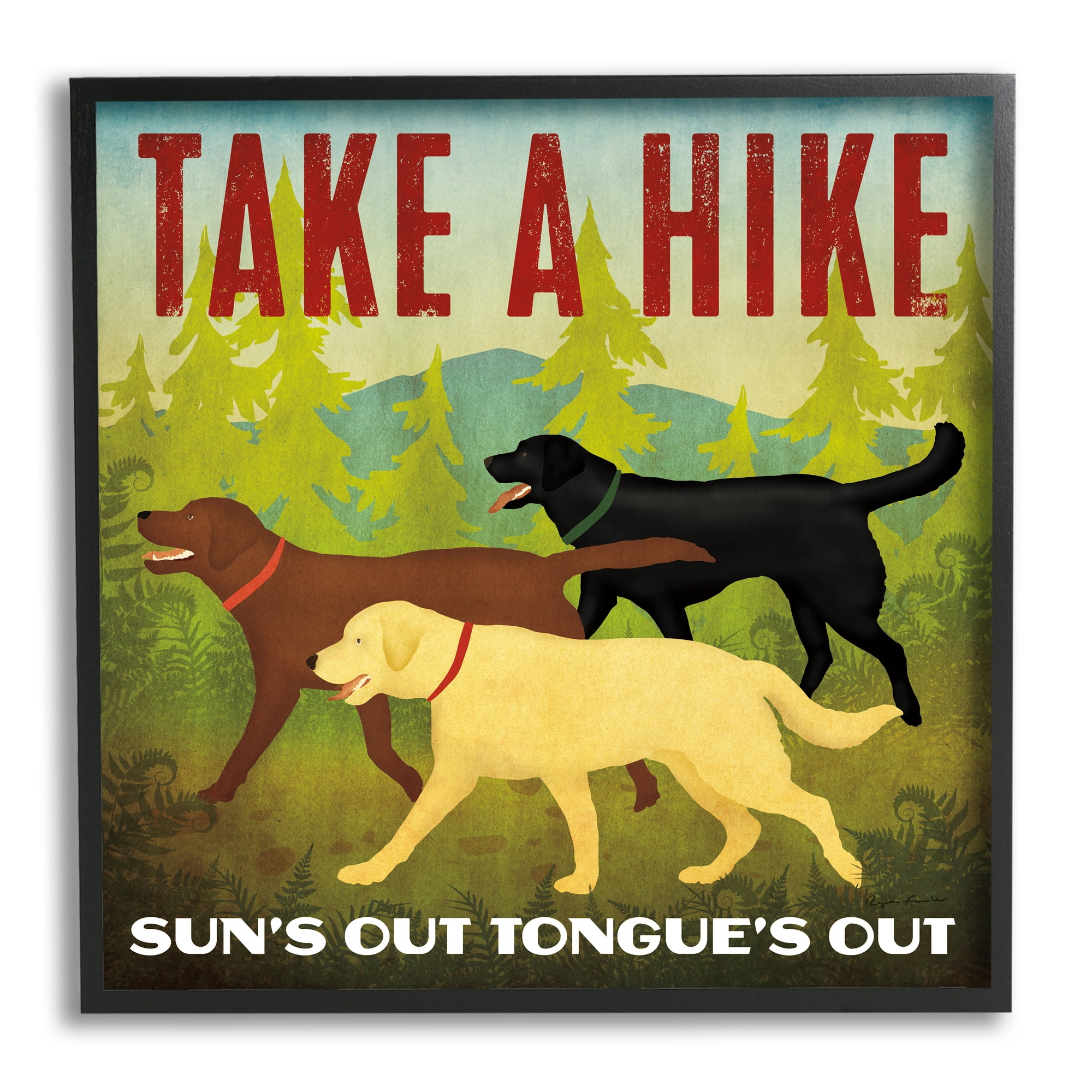 Stupell Industries Hiking Dogs Phrase Animals & Insects Painting Black Framed Art Print Wall Art, 24 x 24