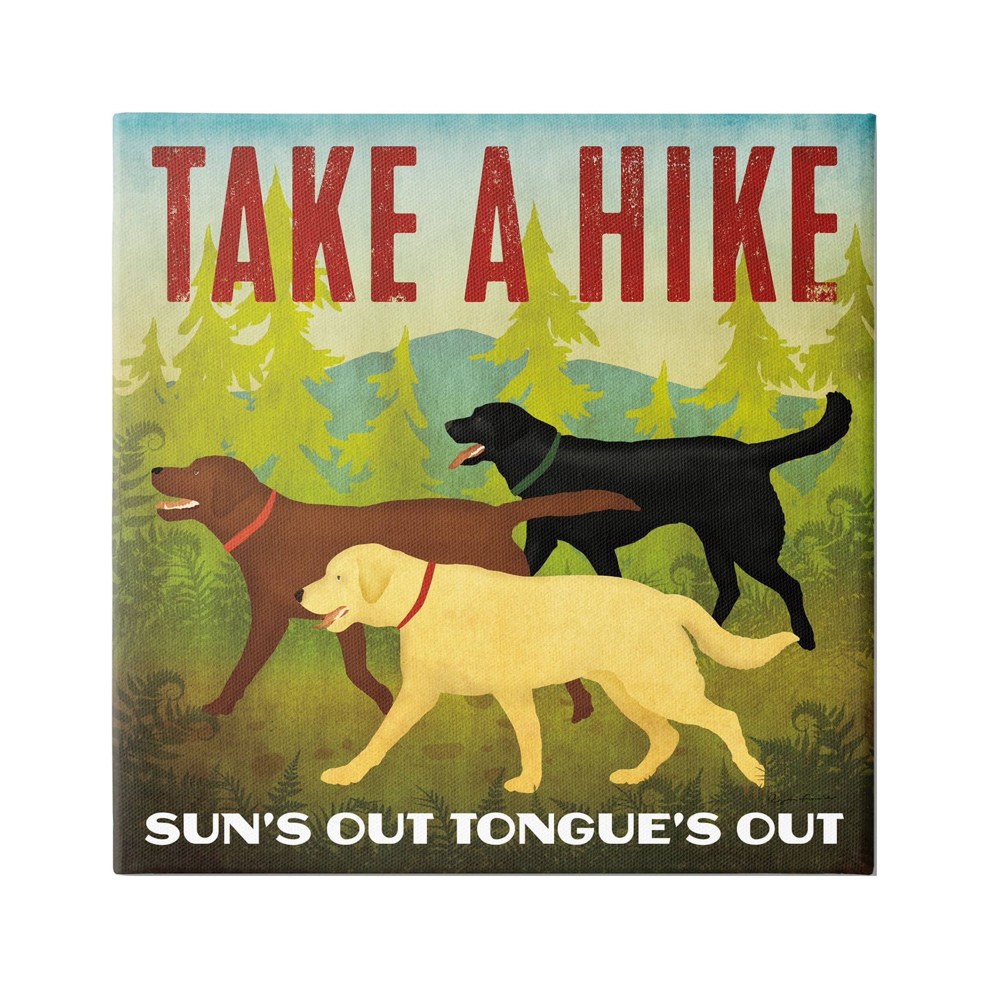 Stupell Industries Hiking Dogs Phrase Animals & Insects Painting Gallery Wrapped Canvas Print Wall Art, 17 x 17