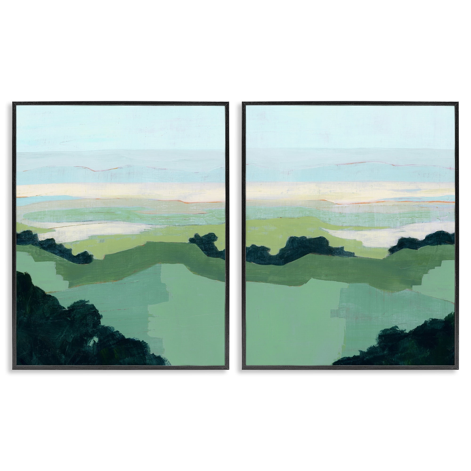 Stupell Industries Hill Side Nautical Landscape Abstract Greenery Black Framed by Grace Popp