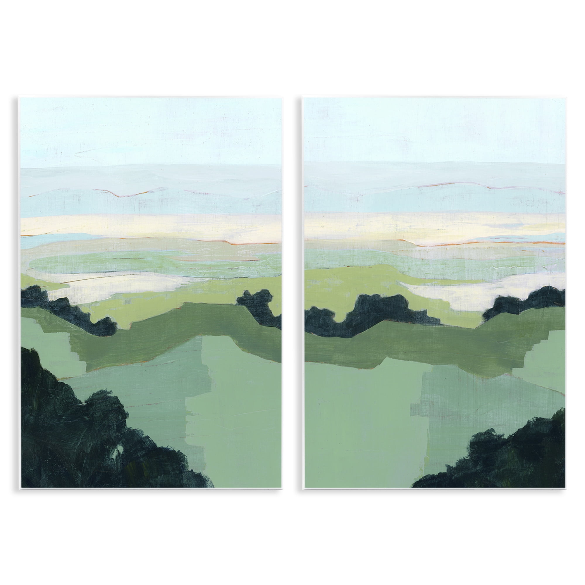 Stupell Industries Hill Side Nautical Landscape Abstract Landscape Painting Unframed Art Print Wall Art, 13 x 19, Set of 2