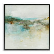 Stupell Industries Hills & Water Abstraction Abstract Painting Black Framed Art Print Wall Art, 12 x 12